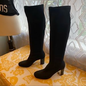 Donald Pliner black stretch knee high boot with heel size 7